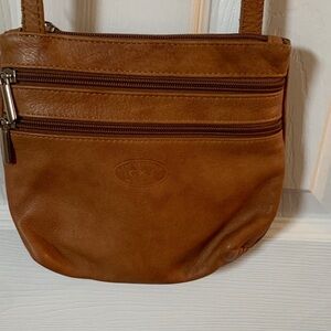 GKJ Brown Tan Leather Bag Crossbody Made in Italy Small Purse